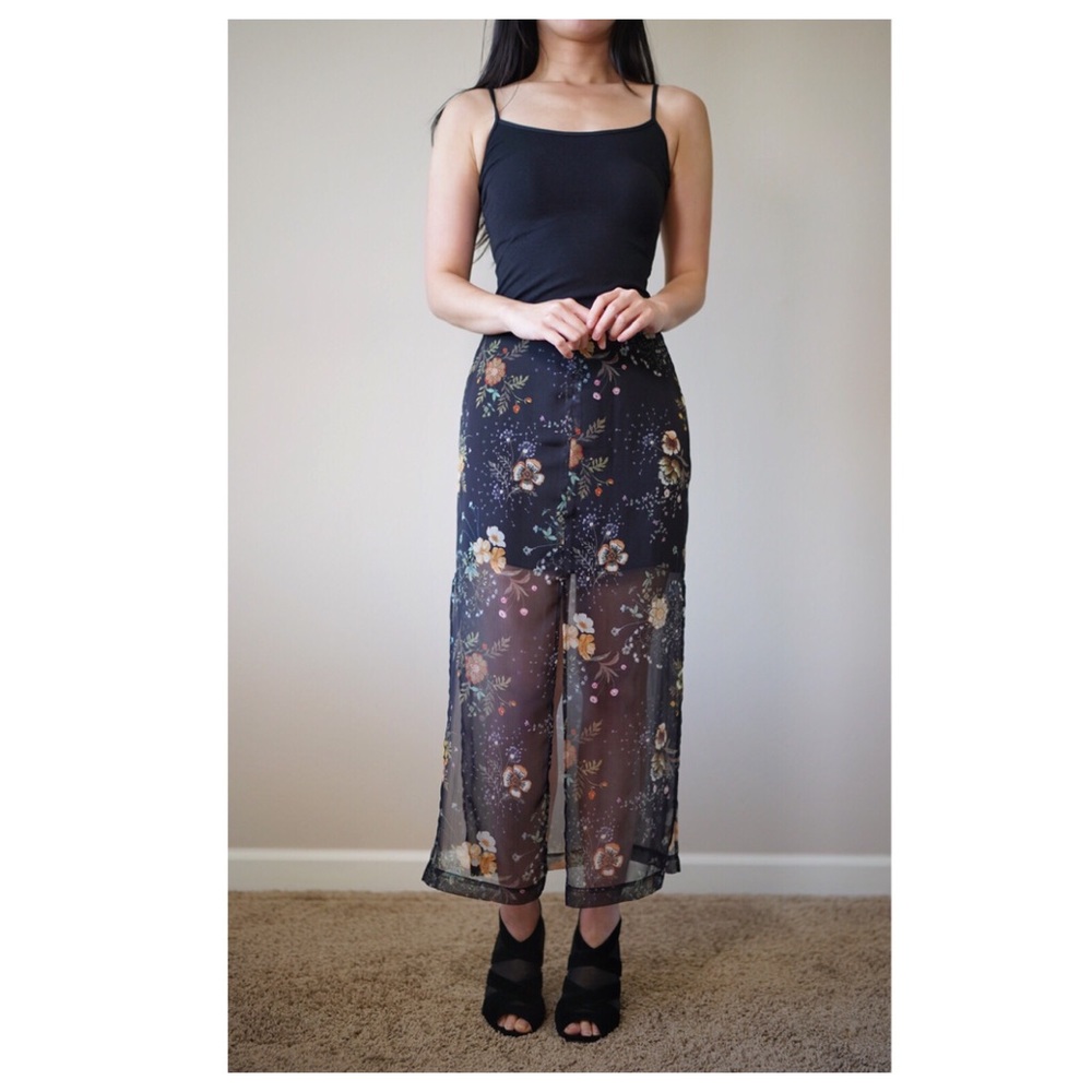 Topshop sheer black maxi skirt